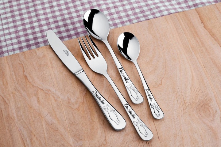 Sztućce dla Dzieci Gerlach Bon Ton Kotki Grawer Prezent na Chrzest