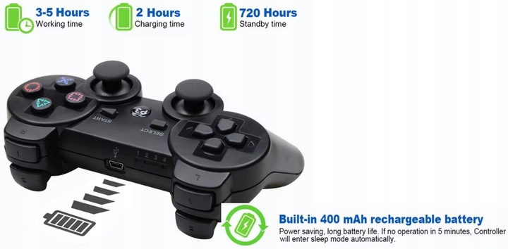 Pad bezprzewodowy z wibracjami do konsoli PS3, Bluetooth