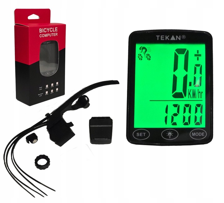 BEZPRZEWODOWY LICZNIK ROWEROWY PRĘDKOŚCIOMIERZ PODŚWIETLENIE DO ROWERU