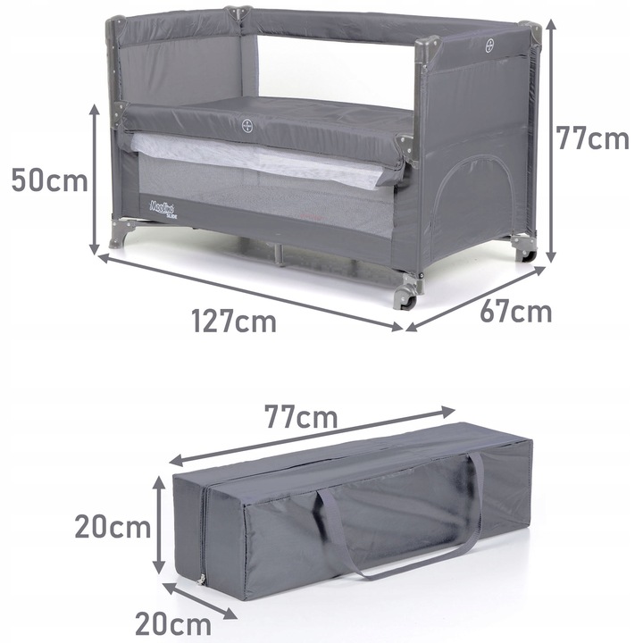 DOSTAWNE DWUPOZIOMOWE ŁÓŻECZKO TURYSTYCZNE/KOJEC, MOOLINO 65x125cm