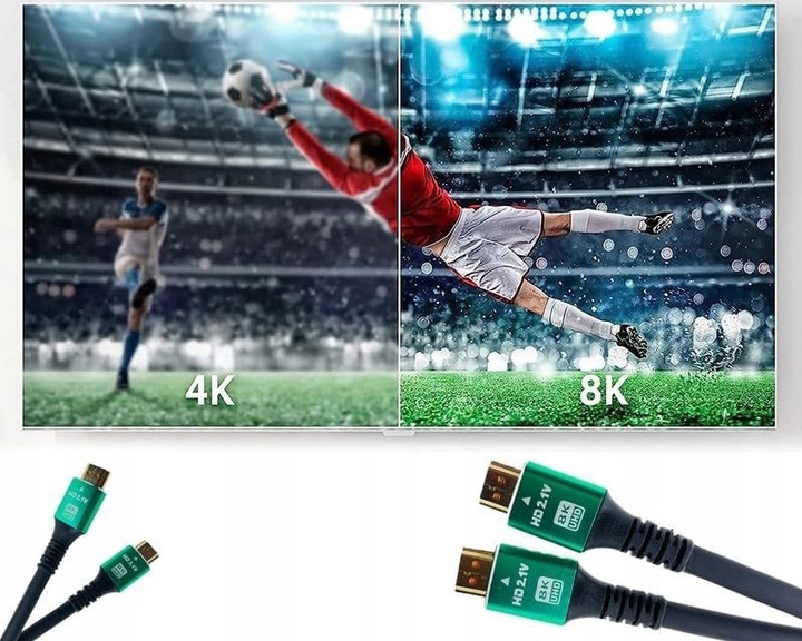 Kabel PRZEWÓD ZŁĄCZE ULTRA HIGH SPEED 2.1 UHD 8K 4K 8 m POZŁACANY HDMI HDMI
