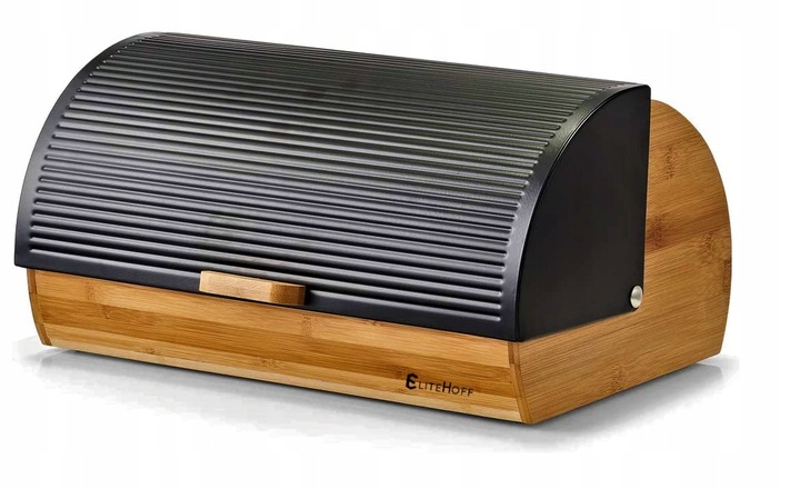 CHLEBAK POJEMNIK NA CHLEB PIECZYWO CZARNY DUŻY BAMBUSOWY