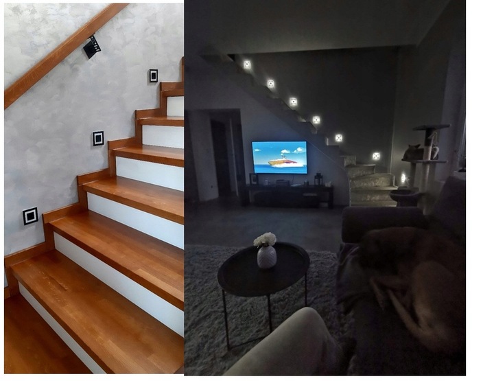 LAMPKA NA SCHODY LED 230V oprawa oświetlenie schodowe SREBRNA ZIMNA 6000k