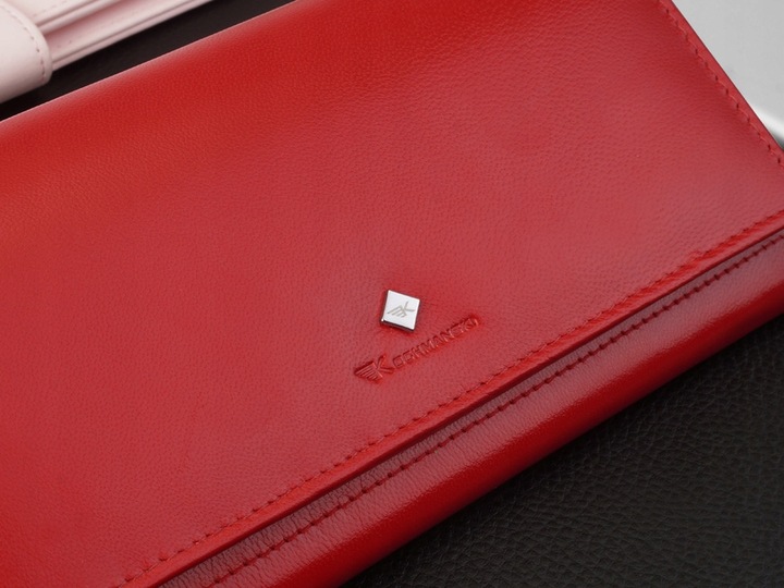 KOCHMANSKI portfel damski skórzany duży czerwony na dokumenty i karty