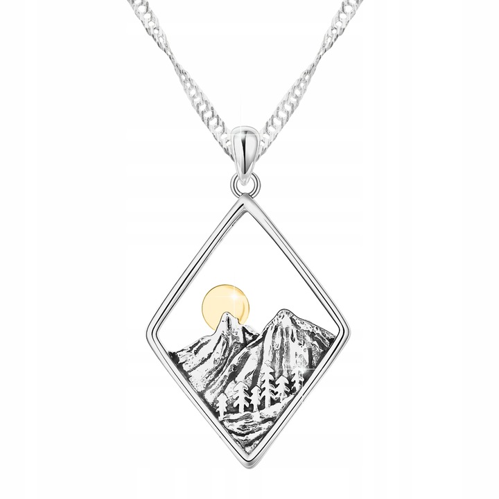 Srebrny Naszyjnik 925 z Górami Tatrami Polska Natura Góry Tatry Romb Słońce