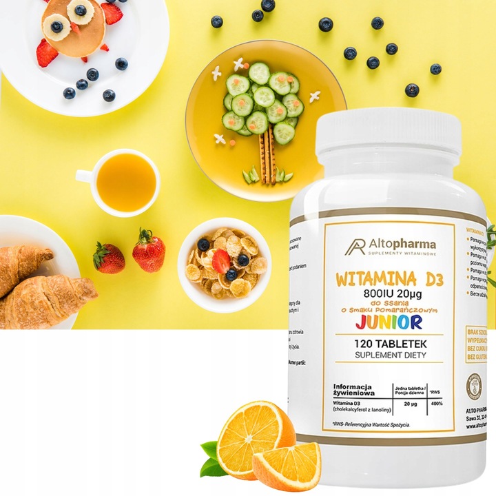 WITAMINA D3 800IU 20µg DLA DZIECI DO SSANIA 120tab