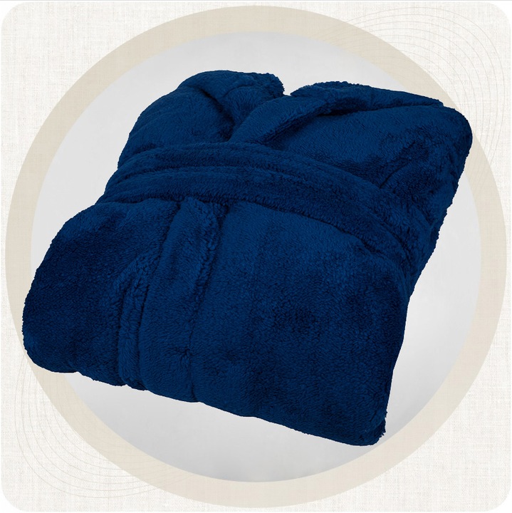 Granatowy szlafrok męski z kapturem ciepły miękki L/XL