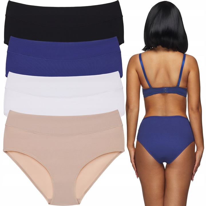 4x Majtki bawełniane figi damskie wysoki stan duże rozmiary size plus