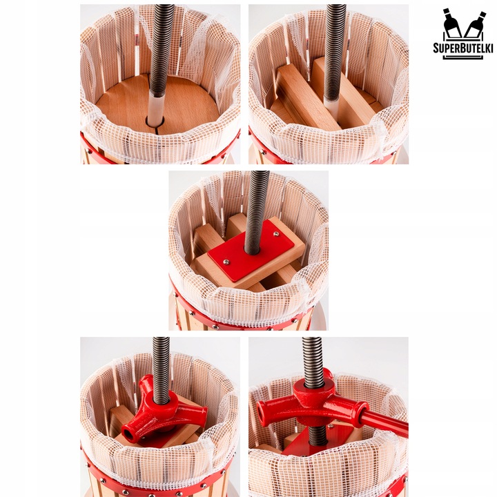 PRASA ŚRUBOWA RĘCZNA do OWOCÓW WINA SOKÓW OLIWY 6 L WYCISKARKA NIERDZEWNA