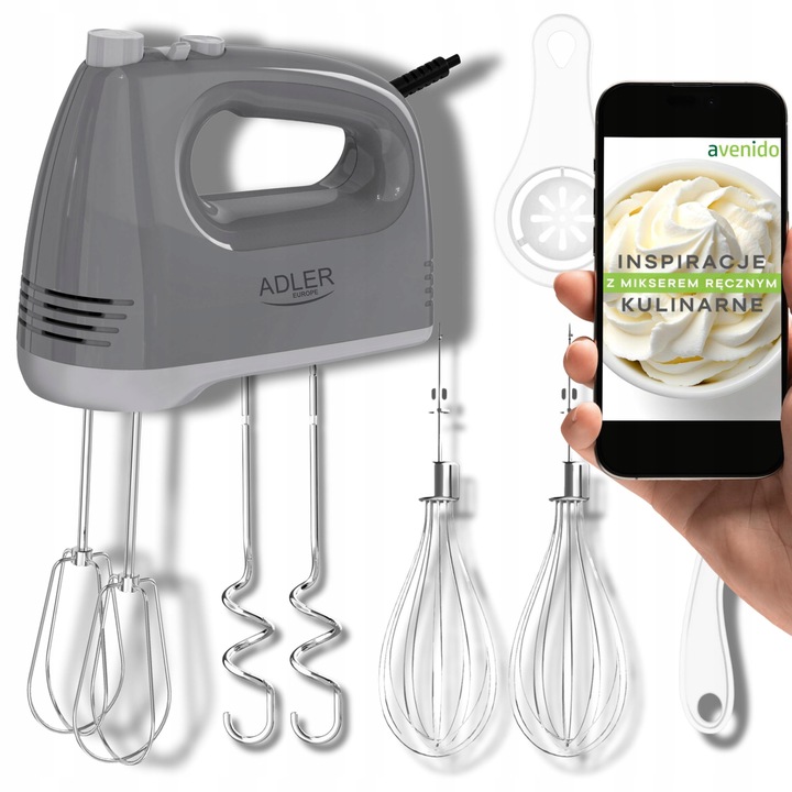 Mikser ręczny Robot kuchenny 750W 5 biegów + TURBO 6 Mieszadeł Wolny