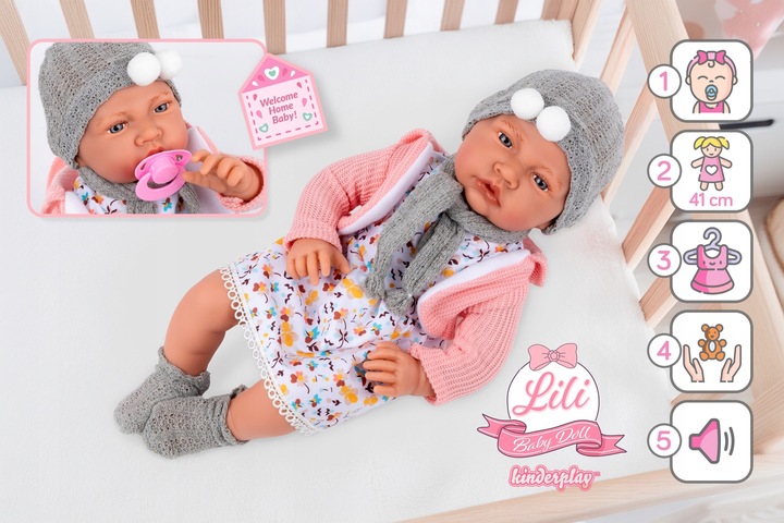 LALKA BOBAS DUŻA INTERAKTYWNA REALISTYCZNA SMOCZEK KINDERPLAY MÓWI 41CM