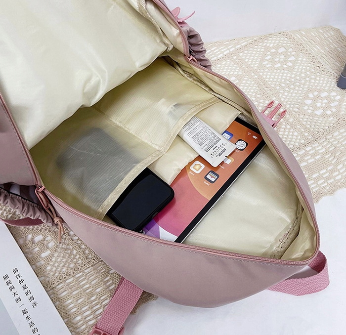 Plecak Szkolny RÓŻOWY Tornister Z Misiem Brelok dla Dziewczynki Dziecka