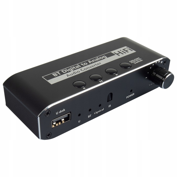 ODBIORNIK BLUETOOTH 5.0 KONWERTER AUDIO DAC TOSLINK 2x CINCH AUX BT +