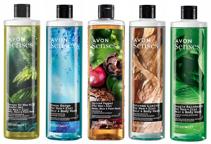 AVON ZESTAW Męskich Żeli pod Prysznic 5 x 500 ml