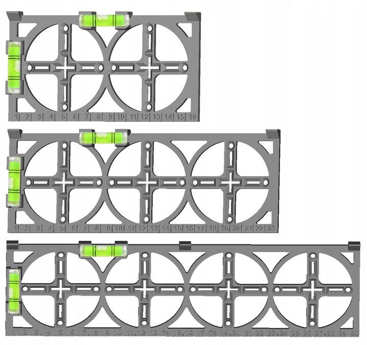 WZORNIK SZABLON DO WYMIAROWANIA OTWORÓW PUSZEK ELEKTRYCZNYCH ZESTAW