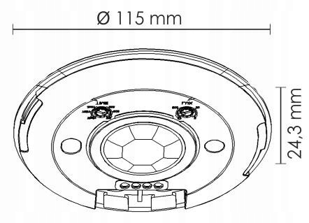 CZUJNIK RUCHU SUFITOWY ULTRA PŁASKI LED PIR CZUJKA ZMIERZCHU 360°