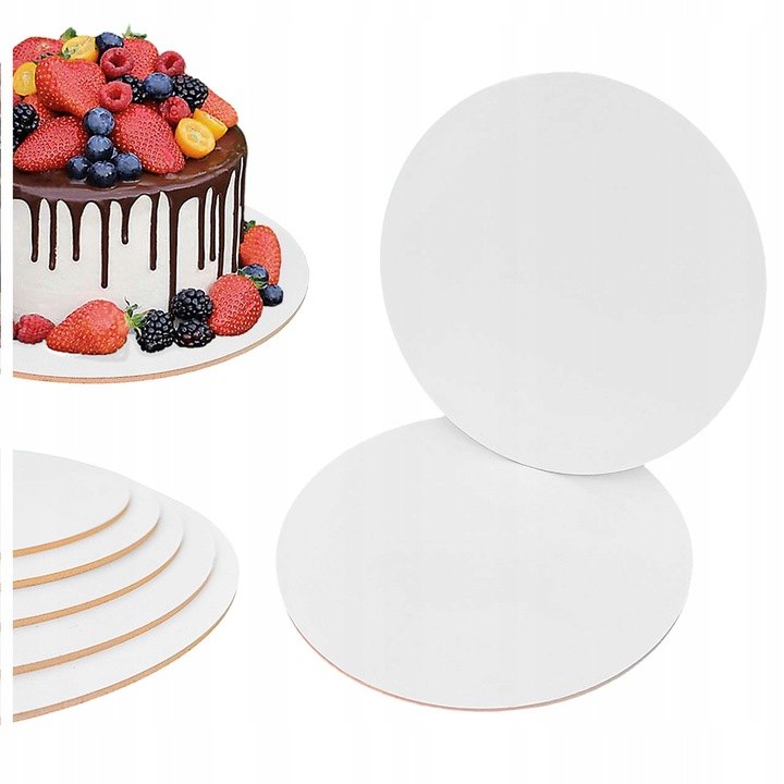 Podkład pod tort HDF BEZZAPACHOWY 28 cm 5 szt Biały Okrągły Brand4Cake