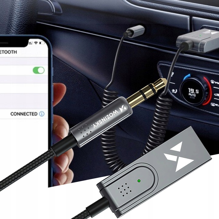 TRANSMITER BLUETOOTH FM SAMOCHODOWY ODBIORNIK AUDIO ADAPTER DO AUX USB