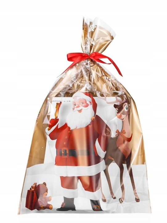 Torebki worki foliowe celofanowe MIKOŁAJ świąteczne cukierki 25x40 50 szt.