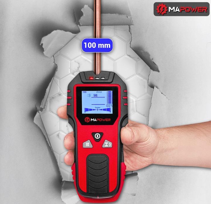WYKRYWACZ PRZEWODÓW DETEKTOR DREWNA METALU KABLI RUR W ŚCIANIE MAPOWER