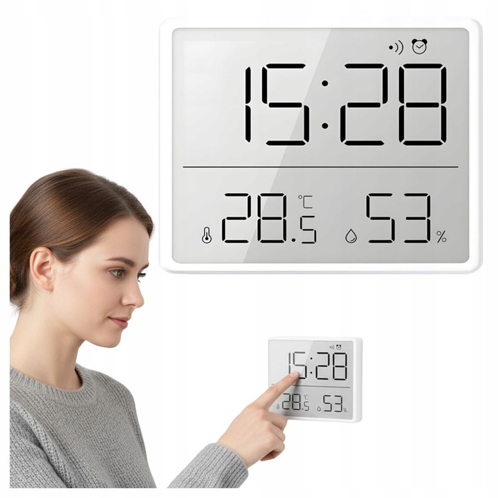 Termometr Pokojowy Stacja Pogody Higrometr Wewnętrzny Dokładny Budzik