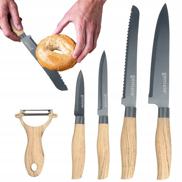 KOMPLET ZESTAW 4 NOŻY KUCHENNYCH + OBIERACZKA NOŻE KUCHENNE BARDZO OSTRE