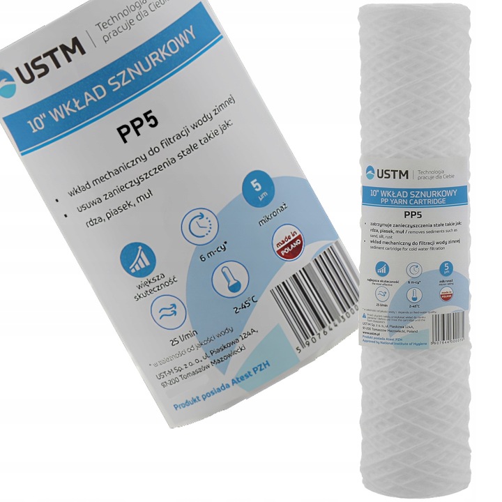 10x FILTR DO WODY WKŁAD 10 SZNURKOWY 5 MIKRON USTM