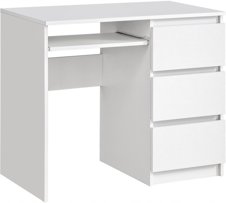 Biurko RADEK 90 cm białe komputerowe 3 szuflady prawe laminowane