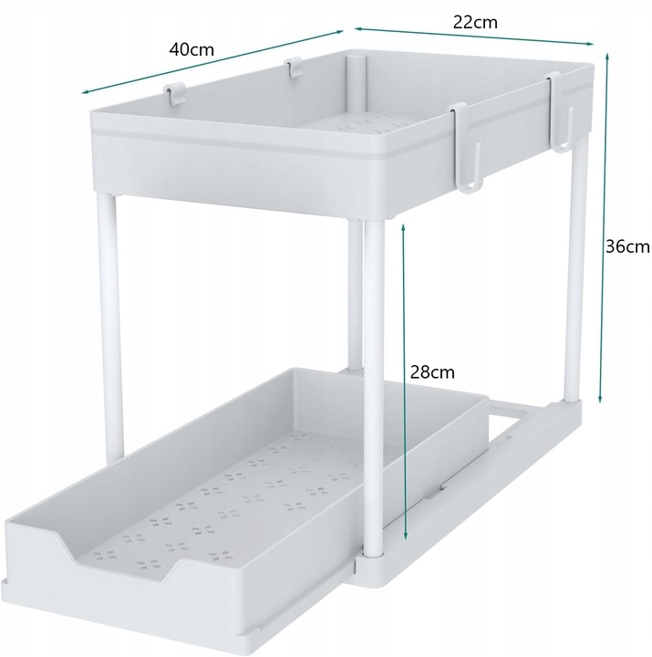 ORGANIZER POD ZLEW 2 POZIOMOWY WYSUWANA PÓŁKA REGAŁ STOJAK DO KUCHNI