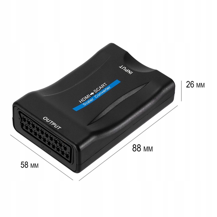 ADAPTER KONWERTER HDMI DO SCART PRZEJŚCIÓWKA SYGNALU EUROZŁĄCZE AV EURO FHD