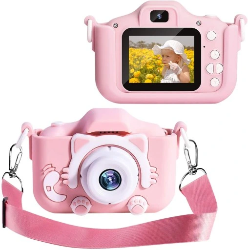 APARAT CYFROWY DLA DZIECI Dziecka Fotograficzny RÓŻOWY KOTEK + KARTA 4GB