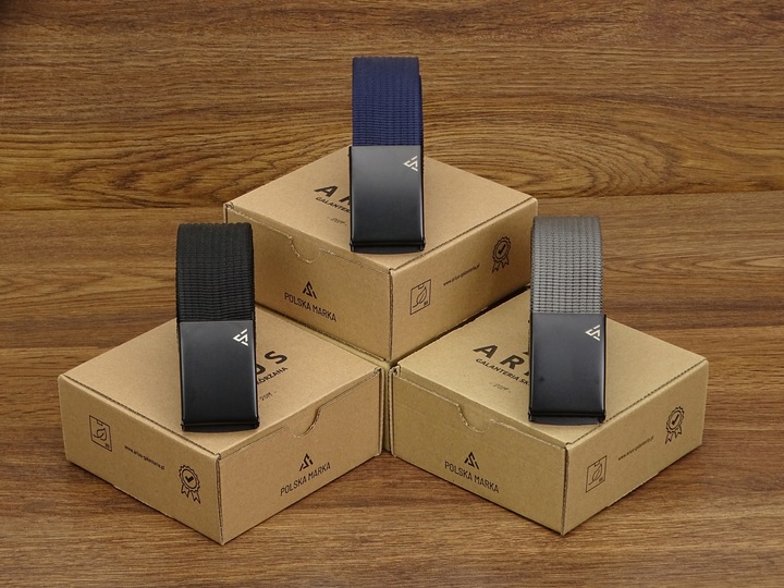 Szeroki Pasek MĘSKI parciany do spodni jeans szortów 3pack Arius ZESTAW 3w1