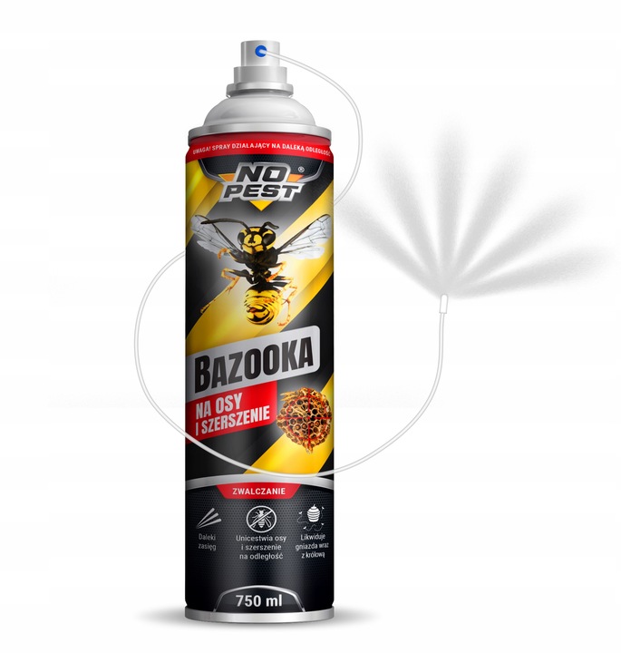 SILNY SPRAY PREPARAT OPRYSK ŚRODEK NA OSY SZERSZENIE GNIAZDA BAZOOKA