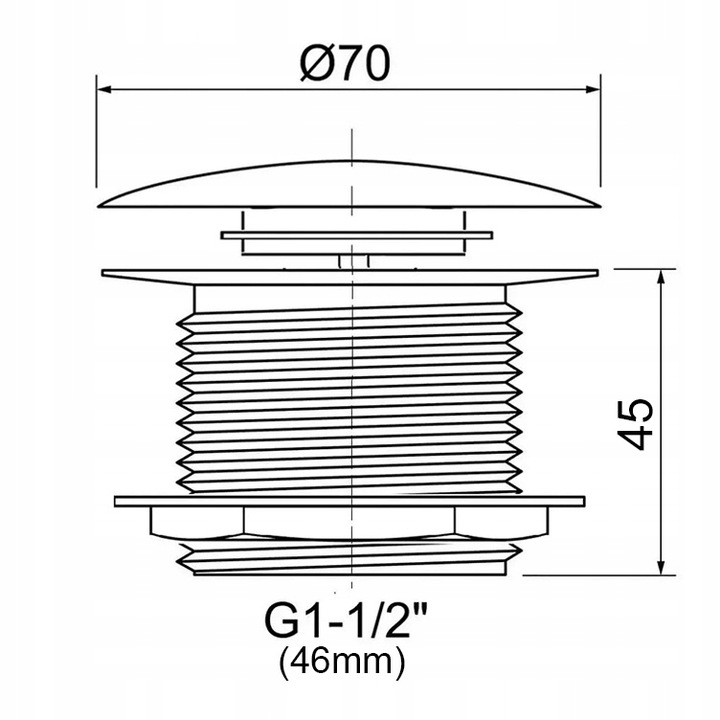 KOREK DO BRODZIKA Z SITKIEM WANNY SYFON STANDARD KLIK-KLAK