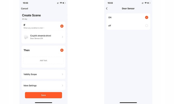 Czujnik otwarcia drzwi i okna WIFI TUYA SMART CZARNY kontaktron na