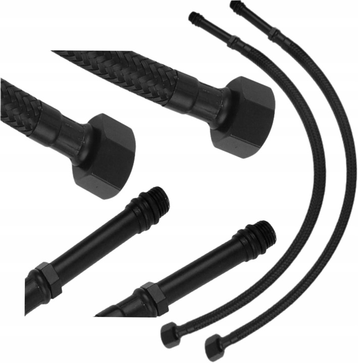 Wąż wężyk do baterii komplet 2 szt CZARNY 3/8 x M10 60 cm N-W
