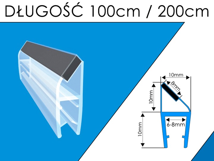 U7 USZCZELKA MAGNETYCZNA DO KABINY PRYSZNICOWEJ DO DRZWI DOMYKAJĄCA