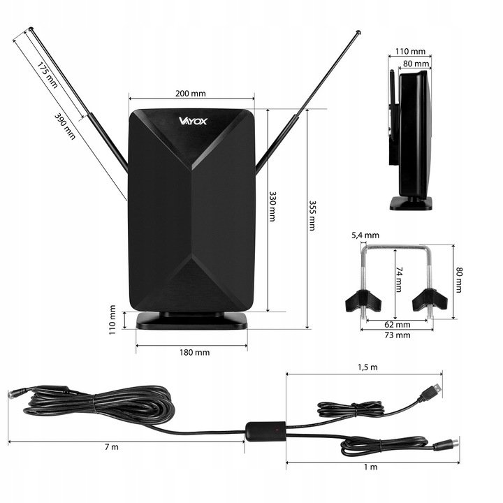 ANTENA AKTYWNA POKOJOWA WEWNĘTRZNA ZEWNĘTRZNA DVB-T2 TV NAZIEMNEJ 4K