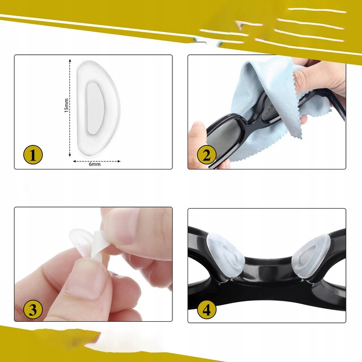 32 PAR NOSKÓW PRZYKLEJANYCH PRZEZROCZYSTYCH DO OKULARÓW 64 NOSKÓW SILIKON