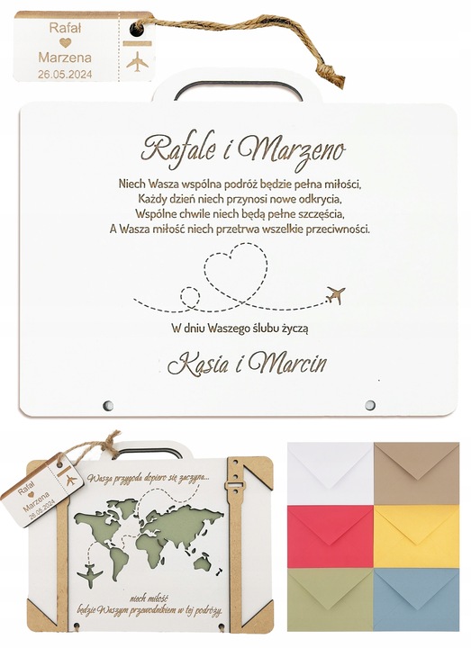 Kartka Na Ślub Walizka Na Pieniądze pamiątka ślubu wesele prezent grawer