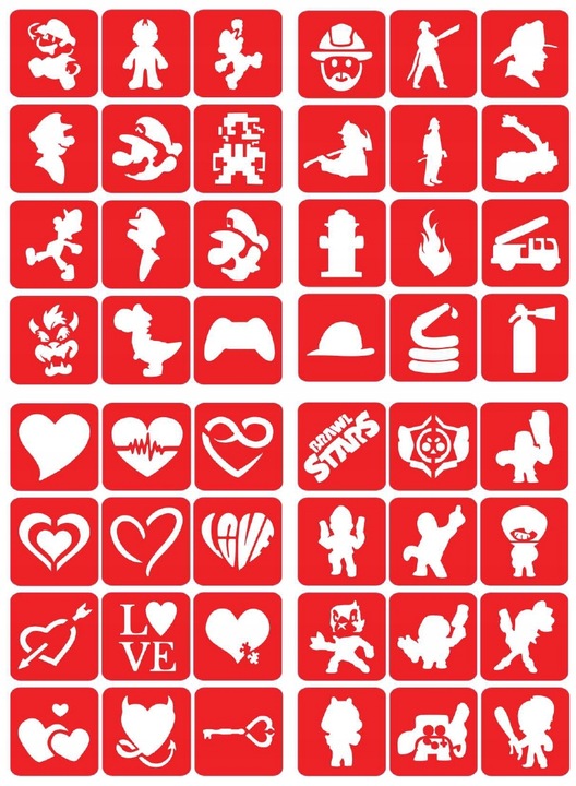 Szablony do tatuaży brokatowych, Tatuaże brokatowe - mix 100 sztuk