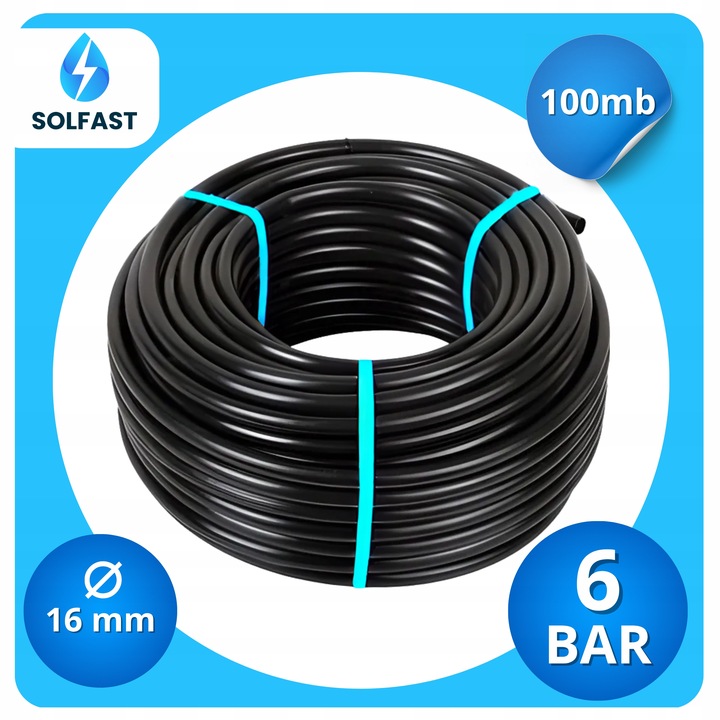 RURA MONTAŻOWA PE fi16 WĄŻ bez otworów PRZEWÓD 100m System Nawadniania