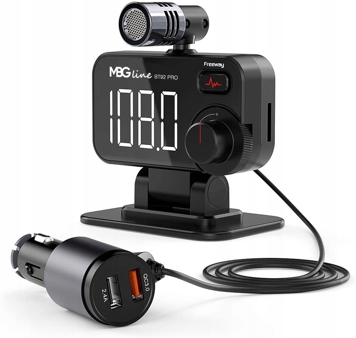 Transmiter FM Bluetooth 5.0 ładowarka USB QC 3.0