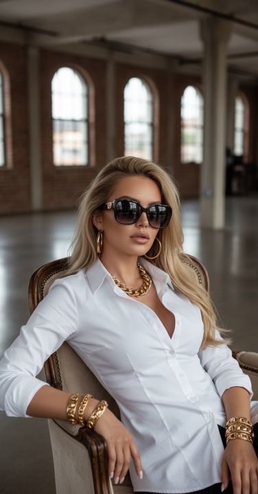 Koszula Damska Dopasowana elegancka bawełna długi rękaw Slim Fit