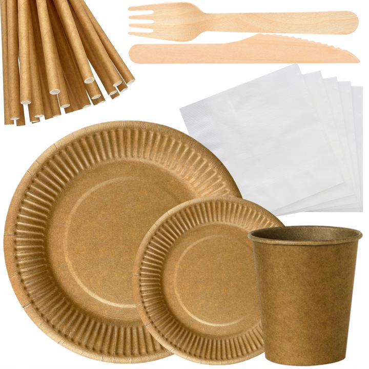 EKOLOGICZNY ZESTAW NACZYŃ JEDNORAZOWYCH DO GRILLA DLA 50 OSÓB – KRAFT