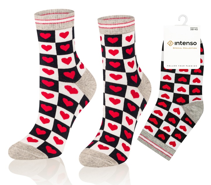 SKARPETKI WALENTYNKOWE DAMSKIE WALENTYNKI 3-PAK NA PREZENT DLA DZIEWCZYNY