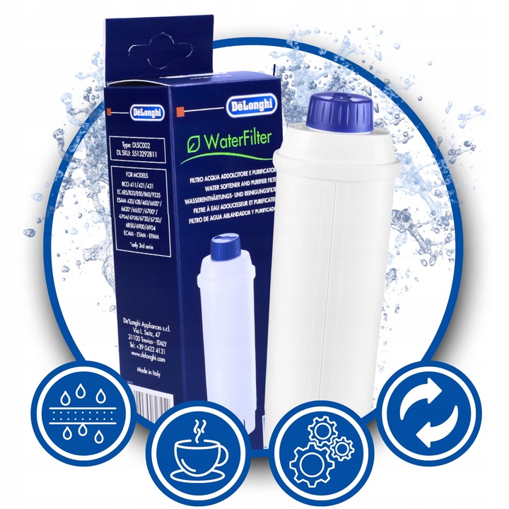 Oryginalny Filtr do Wody Ekspresu DeLonghi DLS C002 SER3017 Wkład