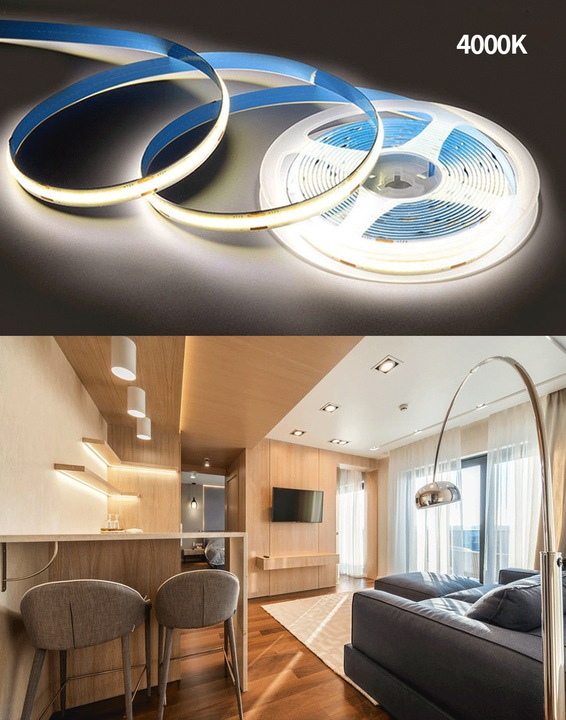 Taśma LED COB 12V 480 diod na metr Neon Neutralny 5m linia światła LED