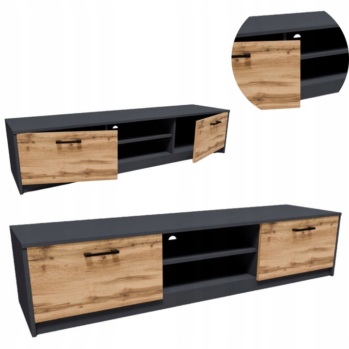 Szafka RTV 2DC 160cm GRAFIT-WOTAN duży stolik pod telewizor komoda