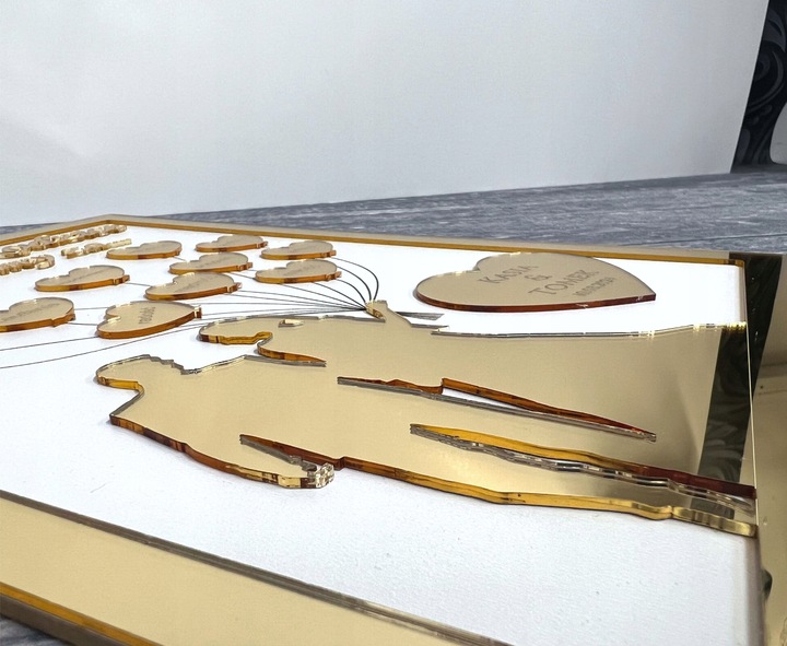 Podziękowania dla Rodziców Dziadków Chrzestnych obraz 3D ZŁOTY Para Młoda